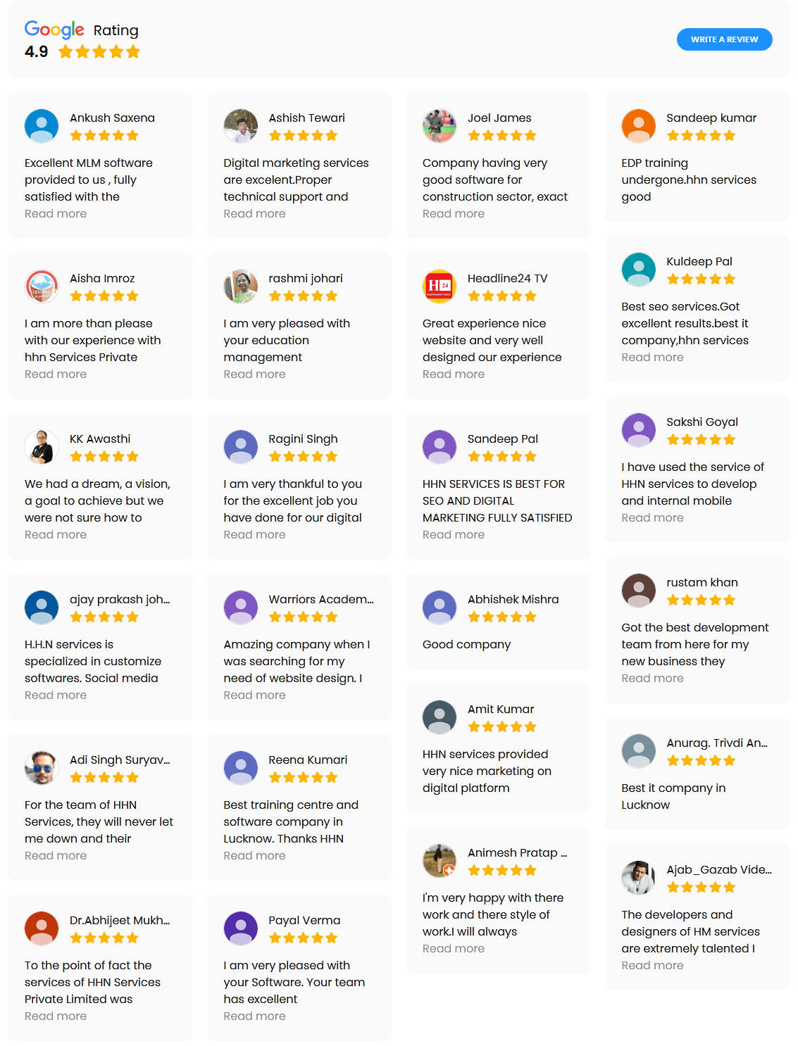 Google Reviews HHN Services Private Limited